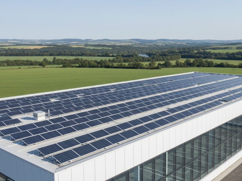 Impianto fotovoltaico realizzato sul tetto di un capannone